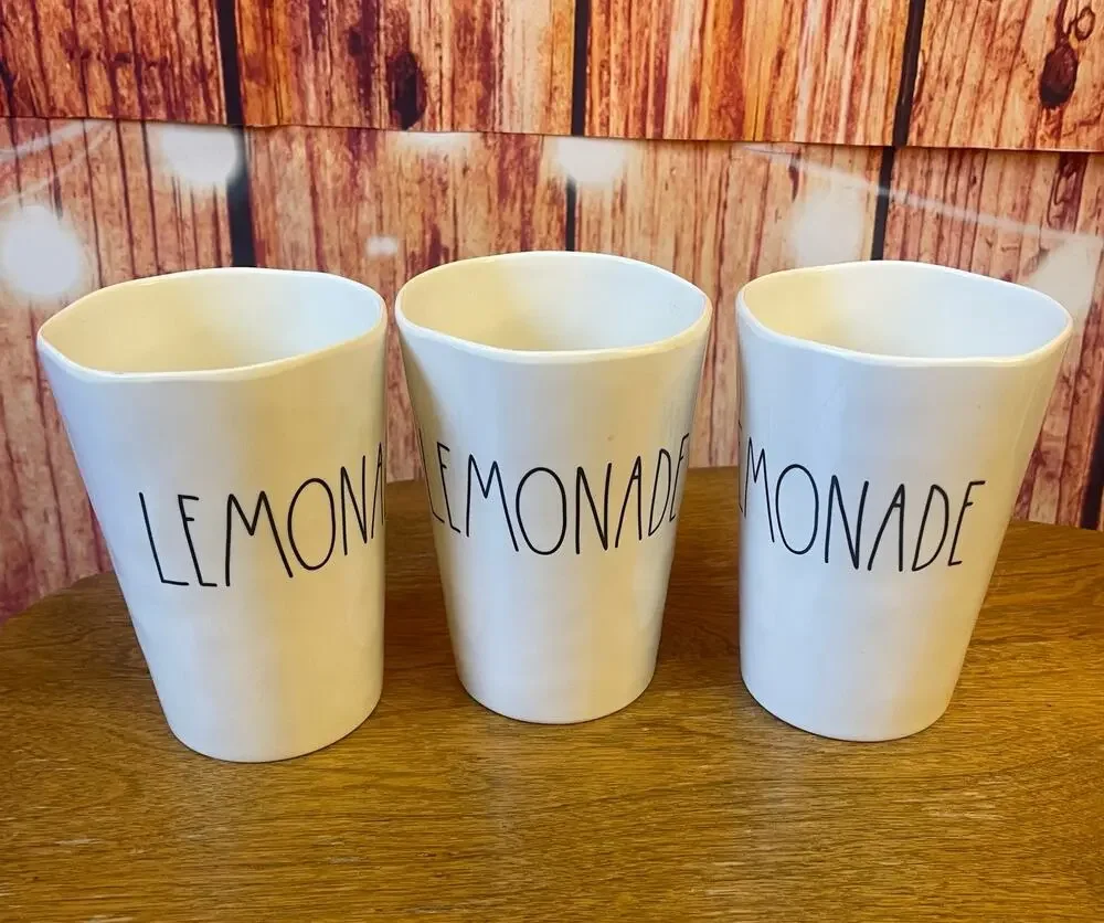 Rae Dunn Melamine Lemonade Cups Tumblers Set of 3 Artisanal Collection